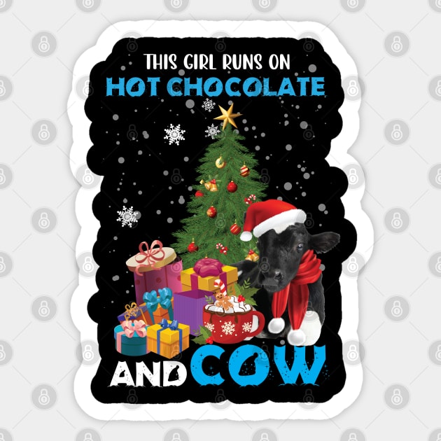 Cow Christmas Light Tree Cow Xmas Snow Lover Sticker by reginaturner